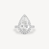 Pear Cut Diamond Halo Pavé Ring in Cathedral Setting