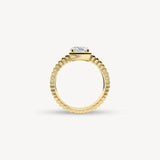 Round Cut Diamond Ribbed Solitaire Ring