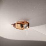 Round Cut Diamond Ribbed Solitaire Ring