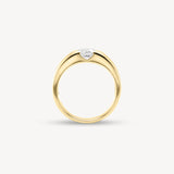 Round Cut Diamond Solitaire Ring in Half Bezel Setting