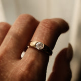 Round Cut Diamond Solitaire Ring in Half Bezel Setting