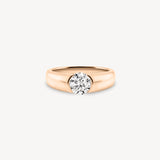 Round Cut Diamond Solitaire Ring in Half Bezel Setting