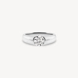 Round Cut Diamond Solitaire Ring in Half Bezel Setting