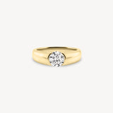 Round Cut Diamond Solitaire Ring in Half Bezel Setting