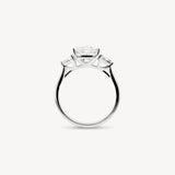 Cushion Cut Diamond Three Stone Ring With Trillion Cut Side Stones
