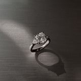 Cushion Cut Diamond Three Stone Ring With Trillion Cut Side Stones