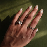 Cushion Cut Diamond Three Stone Ring With Trillion Cut Side Stones
