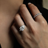 Cushion Cut Diamond Three Stone Ring With Trillion Cut Side Stones