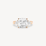 Cushion Cut Diamond Three Stone Ring With Trillion Cut Side Stones