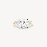 Cushion Cut Diamond Three Stone Ring With Trillion Cut Side Stones