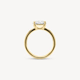Oval Cut Diamond Triple-Ribbed Solitaire Ring