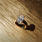 Oval Cut Diamond Triple-Ribbed Solitaire Ring