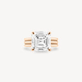 Asscher Cut Diamond Triple-Ribbed Solitaire Ring
