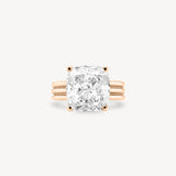Cushion Cut Diamond Triple-Ribbed Solitaire Ring