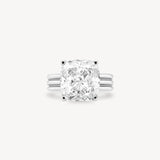 Cushion Cut Diamond Triple-Ribbed Solitaire Ring