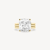 Cushion Cut Diamond Triple-Ribbed Solitaire Ring