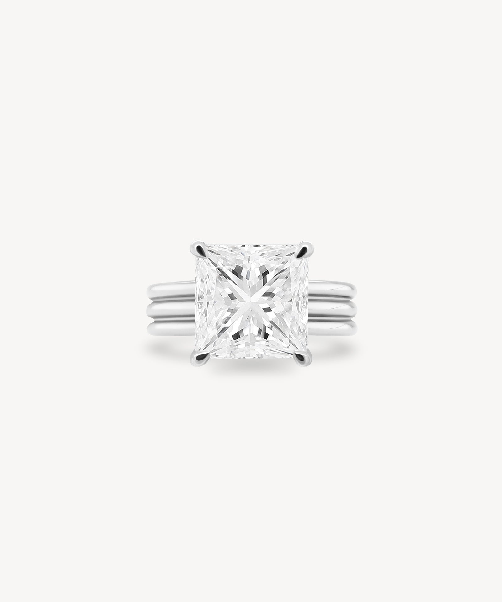 Princess Cut Diamond Triple-Ribbed Solitaire Ring