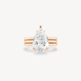 Pear Cut Diamond Triple-Ribbed Solitaire Ring