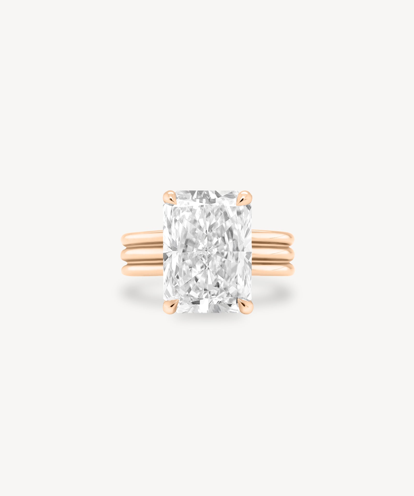 Radiant Cut Diamond Triple-Ribbed Solitaire Ring