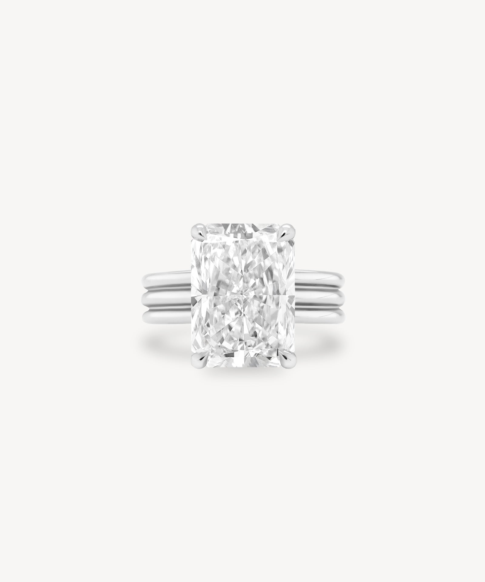 Radiant Cut Diamond Triple-Ribbed Solitaire Ring