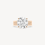 Round Cut Diamond Triple-Ribbed Solitaire Ring