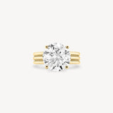 Round Cut Diamond Triple-Ribbed Solitaire Ring