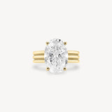 Oval Cut Diamond Triple-Ribbed Solitaire Ring