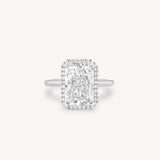 Radiant Cut Diamond Halo Two-Tone Ring in Cathedral Setting