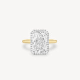 Radiant Cut Diamond Halo Two-Tone Ring in Cathedral Setting