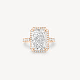 Radiant Cut Diamond Halo Pavé Ring in Cathedral Setting