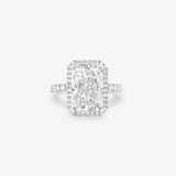 Radiant Cut Diamond Halo Pavé Ring in Cathedral Setting