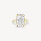 Radiant Cut Diamond Halo Pavé Ring in Cathedral Setting