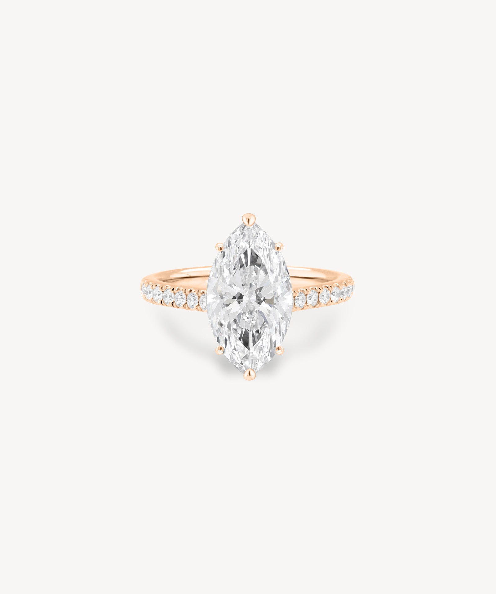 Marquise Cut Diamond Pavé Ring in Cathedral Setting with Hidden Halo