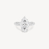 Marquise Cut Diamond Pavé Ring in Cathedral Setting with Hidden Halo