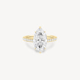 Marquise Cut Diamond Pavé Ring in Cathedral Setting with Hidden Halo