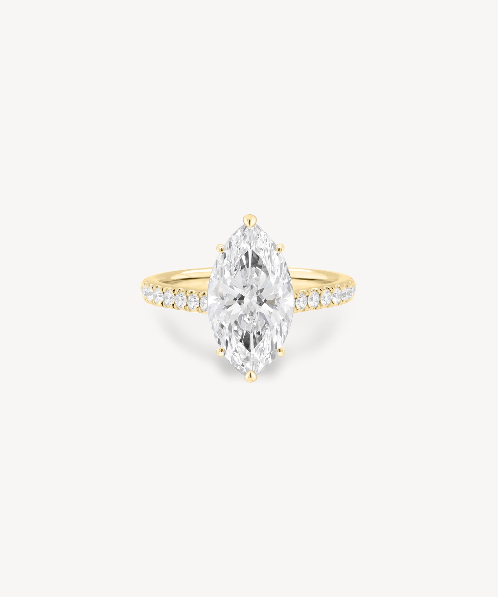 Marquise Cut Diamond Pavé Ring in Cathedral Setting with Hidden Halo