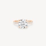 Round Cut Diamond Pavé Ring in Cathedral Setting with Hidden Halo