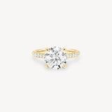 Round Cut Diamond Pavé Ring in Cathedral Setting with Hidden Halo