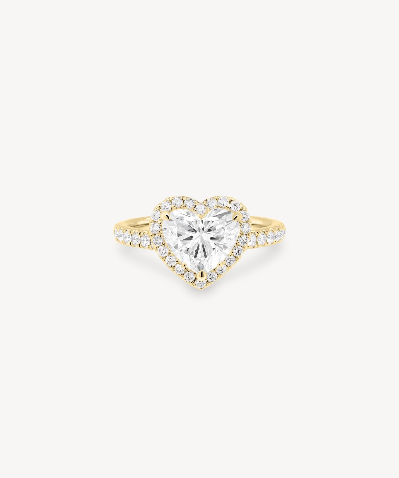 Heart Shaped Diamond Halo Pavé Ring in Cathedral Setting
