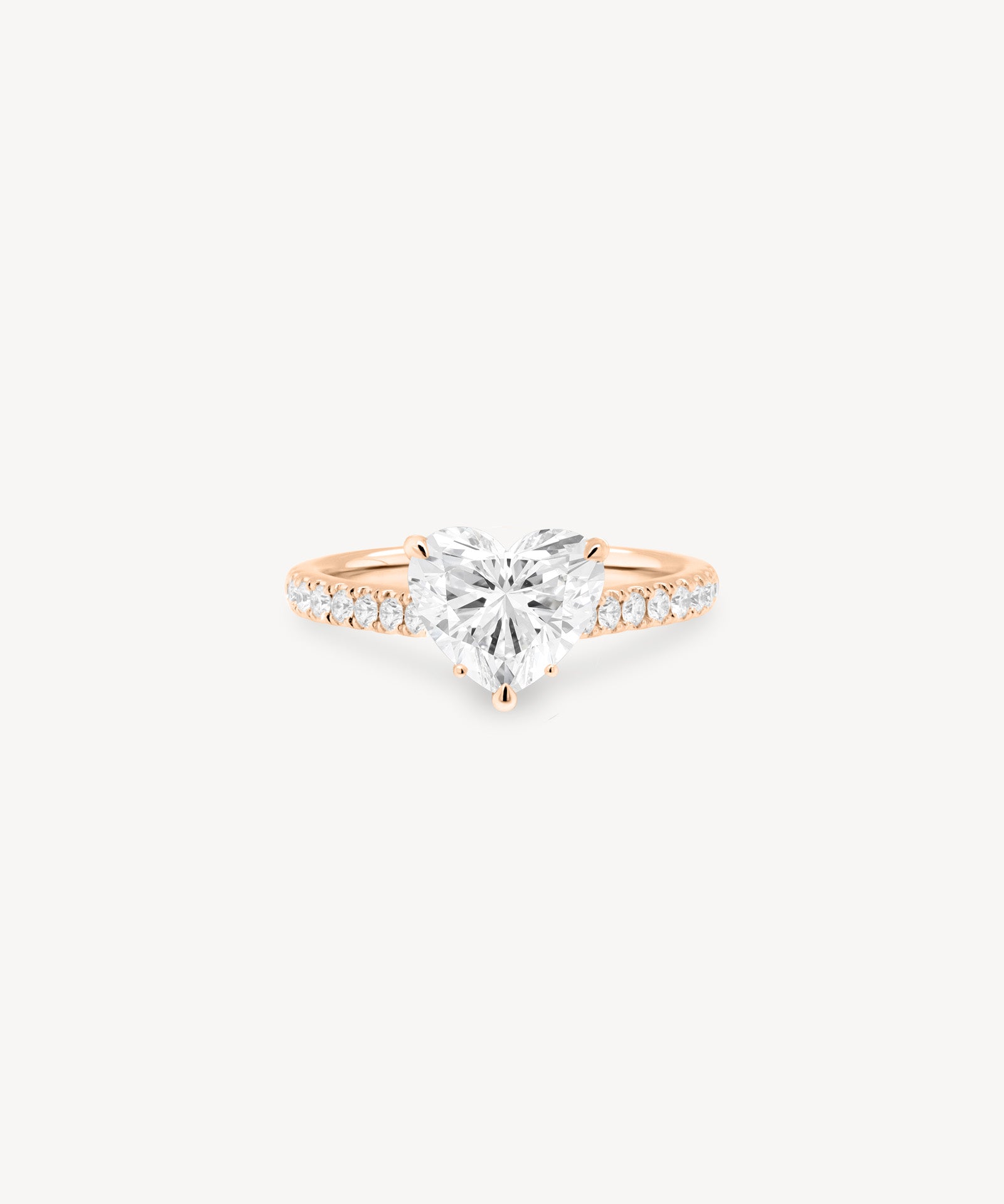 Heart Shaped Diamond Pavé Ring in Cathedral Setting with Hidden Halo