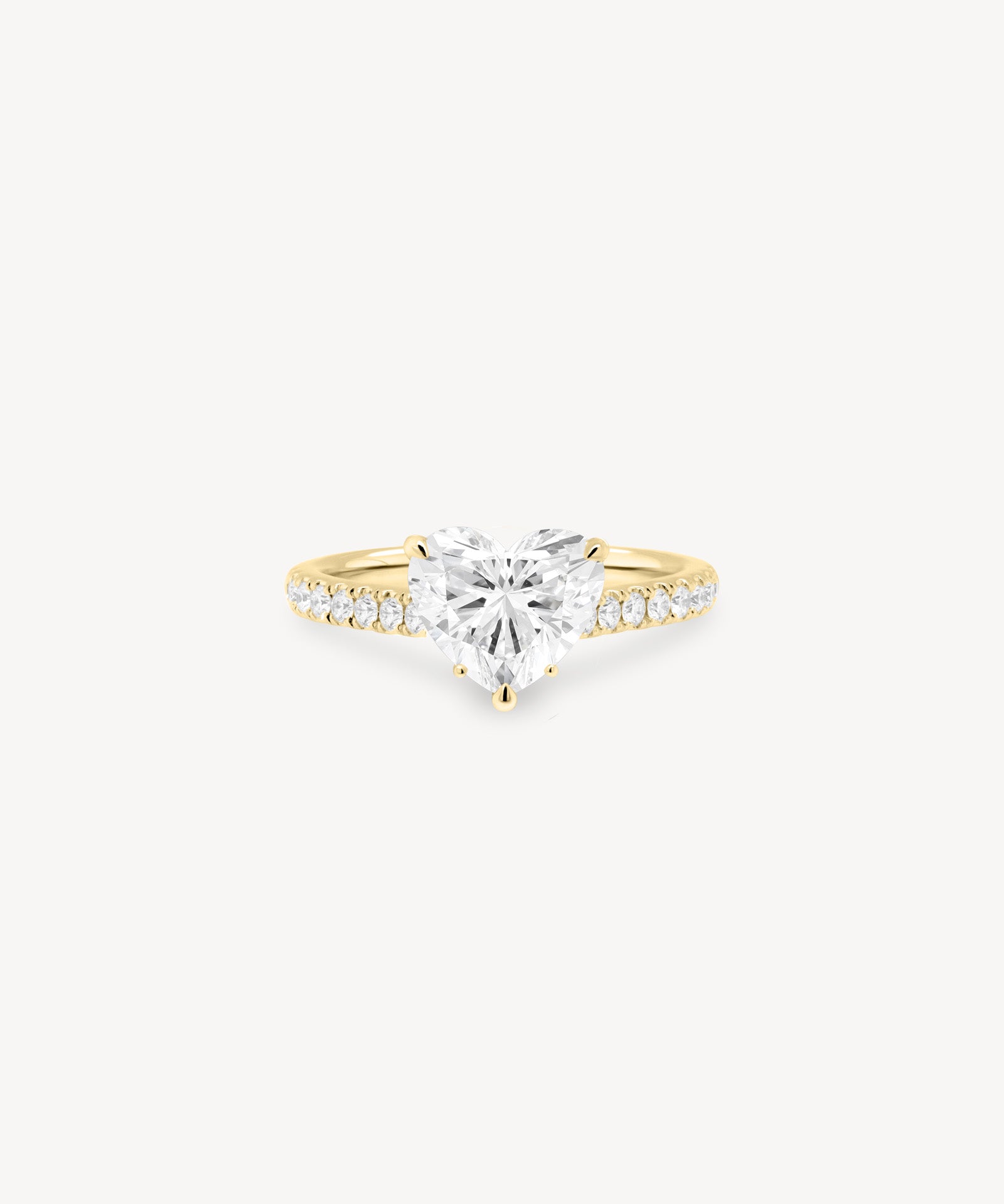 Heart Shaped Diamond Pavé Ring in Cathedral Setting with Hidden Halo