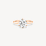 Round Cut Diamond Solitaire Ring in Six-Prong Setting with Hidden Halo