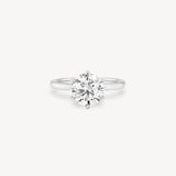 Round Cut Diamond Solitaire Ring in Six-Prong Setting with Hidden Halo