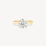 Round Cut Diamond Solitaire Ring in Six-Prong Setting with Hidden Halo