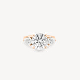 Round Cut Diamond Three Stone Ring With Pear Cut Side Stones