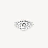 Round Cut Diamond Three Stone Ring With Pear Cut Side Stones