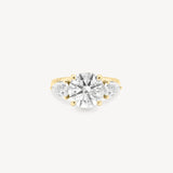 Round Cut Diamond Three Stone Ring With Pear Cut Side Stones