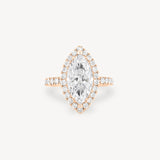 Marquise Cut Diamond Halo Pavé Ring in Cathedral Setting