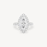 Marquise Cut Diamond Halo Pavé Ring in Cathedral Setting