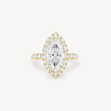 Marquise Cut Diamond Halo Pavé Ring in Cathedral Setting
